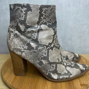 Carlos Santana Lydia Womens Grey Snakeskin Tibbie Ankle Boots Size 8.5M